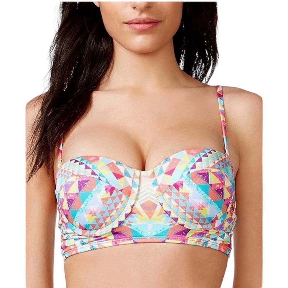 NWT Bar III Multi Geometric Print Underwire Swim Top Size XS